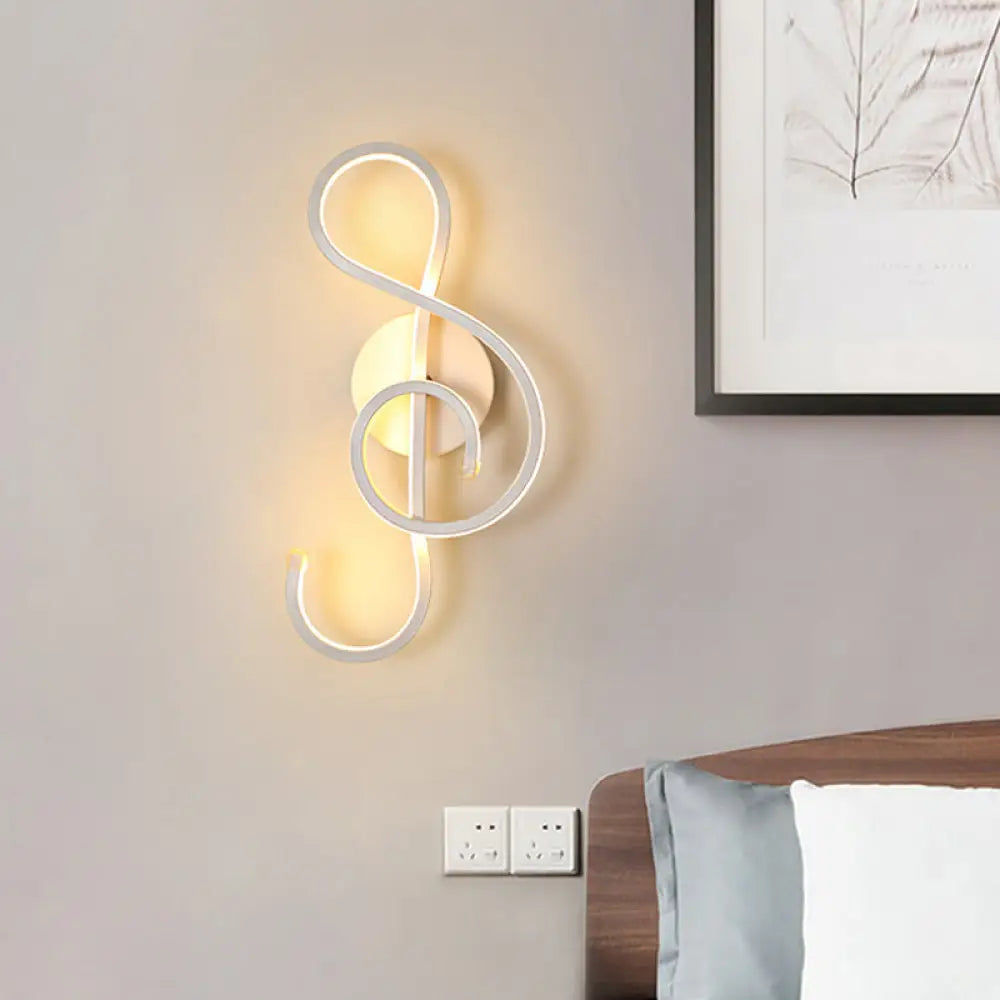 DecorBites™ Modern LED Wall Sconce with Acrylic Shade for Bedroom - Black/White Wavy/Musical Note Design