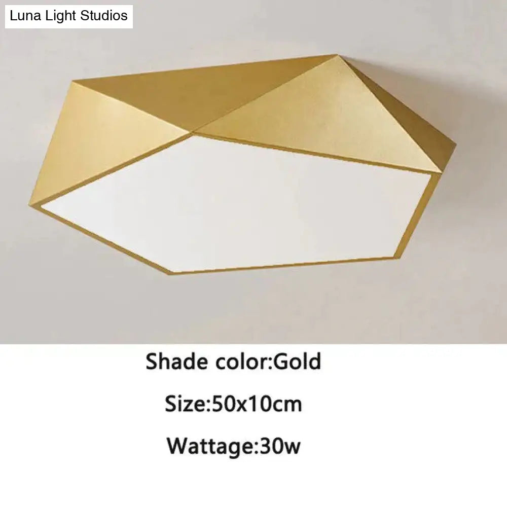DecorBites™ Modern Light Fixtures Ceiling Of Equilateral Indoor Lighting Gold Lampshade For Living Room Bedroom Lamp Ceiling Lamp Fixtures