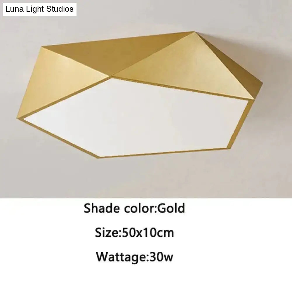 DecorBites™ Modern Light Fixtures Ceiling Of Equilateral Indoor Lighting Gold Lampshade For Living Room Bedroom Lamp Ceiling Lamp Fixtures