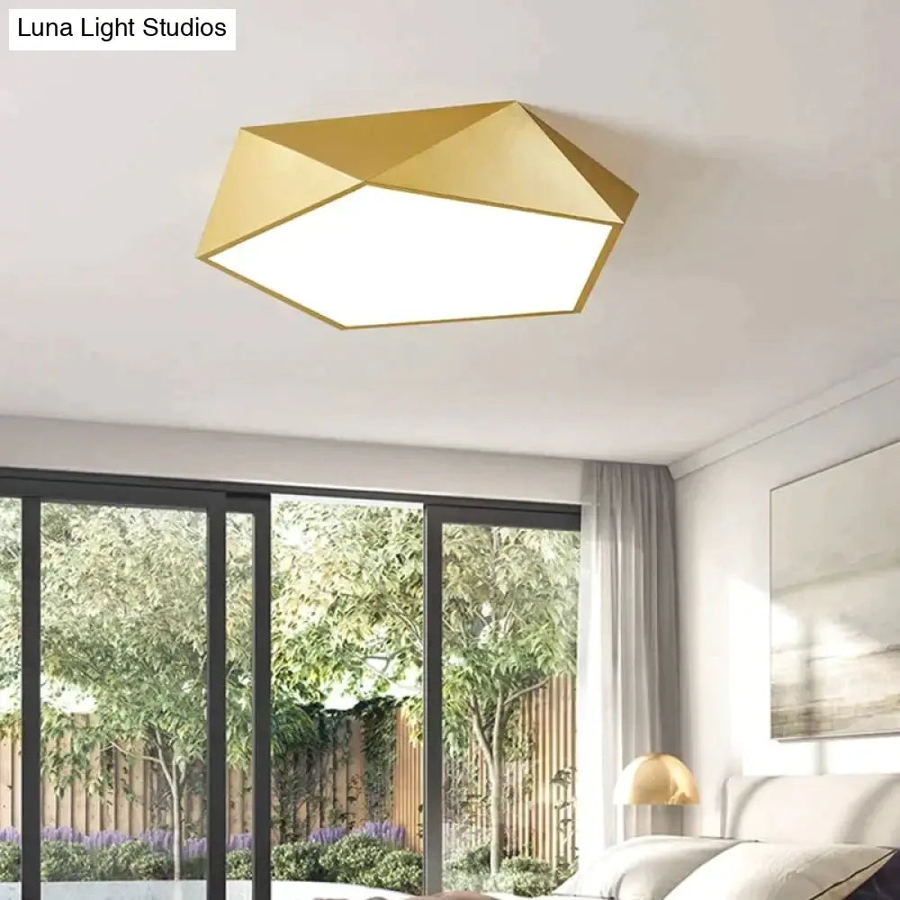 DecorBites™ Modern Light Fixtures Ceiling Of Equilateral Indoor Lighting Gold Lampshade For Living Room Bedroom Lamp Ceiling Lamp Fixtures