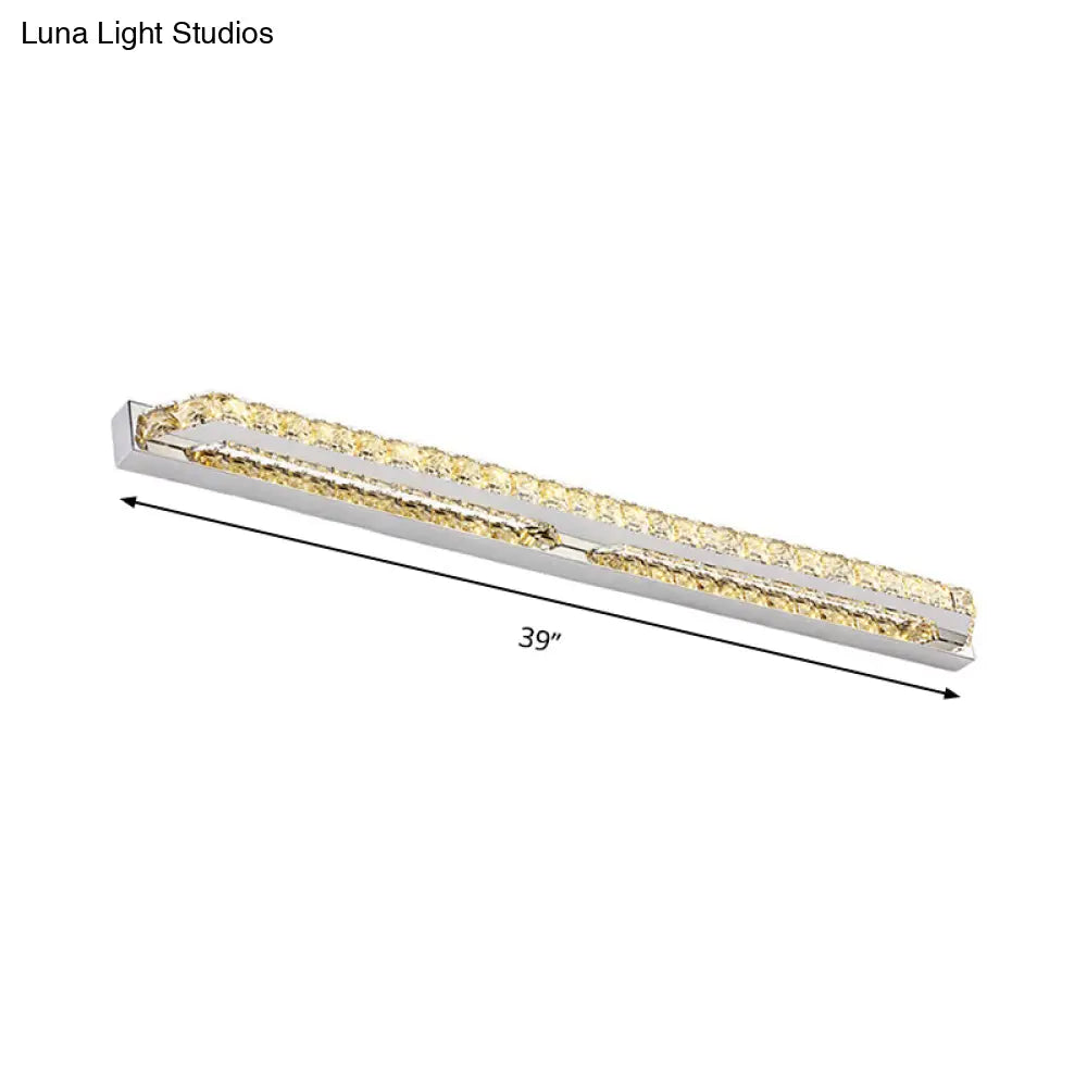DecorBites™ Modern Linear Wall Mounted Vanity Sconce for Bathroom - Clear/Amber Crystal, Warm/White Light - 16"/22"/27" Long