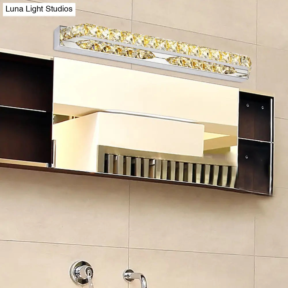 DecorBites™ Modern Linear Wall Mounted Vanity Sconce for Bathroom - Clear/Amber Crystal, Warm/White Light - 16"/22"/27" Long