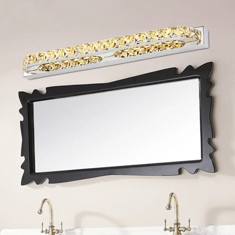 DecorBites™ Modern Linear Wall Mounted Vanity Sconce for Bathroom - Clear/Amber Crystal, Warm/White Light - 16"/22"/27" Long