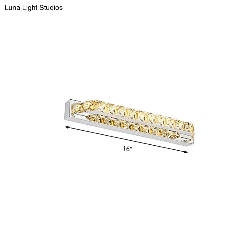 DecorBites™ Modern Linear Wall Mounted Vanity Sconce for Bathroom - Clear/Amber Crystal, Warm/White Light - 16"/22"/27" Long