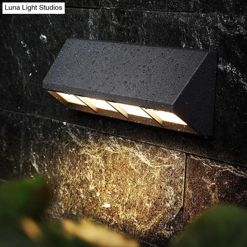 DecorBites™ Modern Matte Black LED Outdoor Wall Sconce with Triangular Prism Design