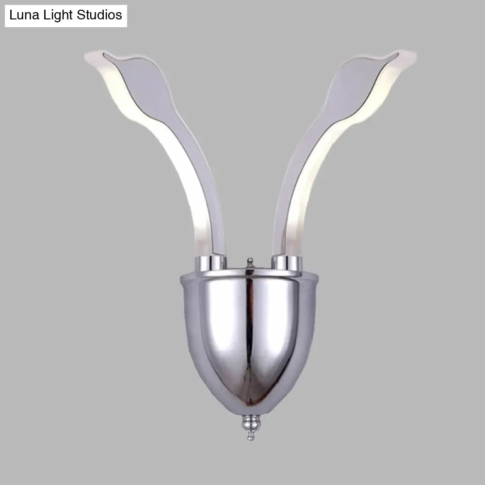 DecorBites™ Modern Metal 2-Light Chrome LED Wall Sconce with Acrylic Shade in Warm/White Light by Swan Head Wall Lighting