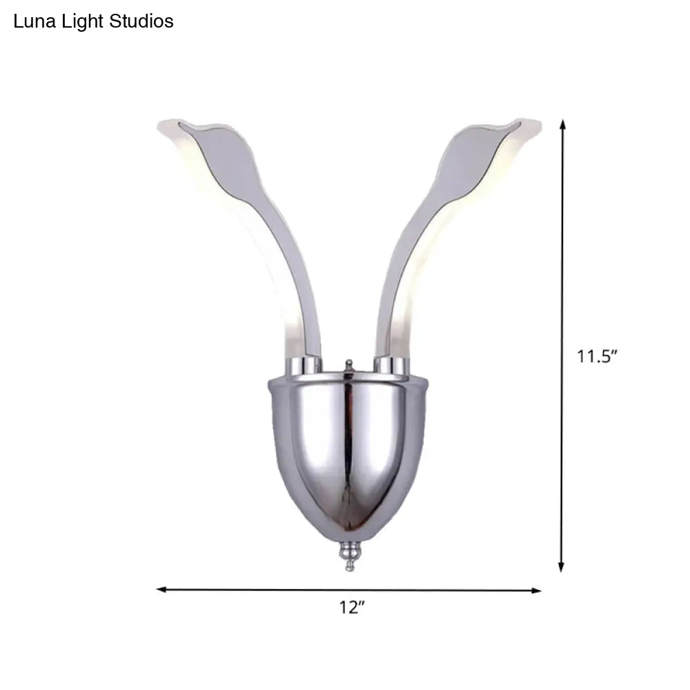 DecorBites™ Modern Metal 2-Light Chrome LED Wall Sconce with Acrylic Shade in Warm/White Light by Swan Head Wall Lighting