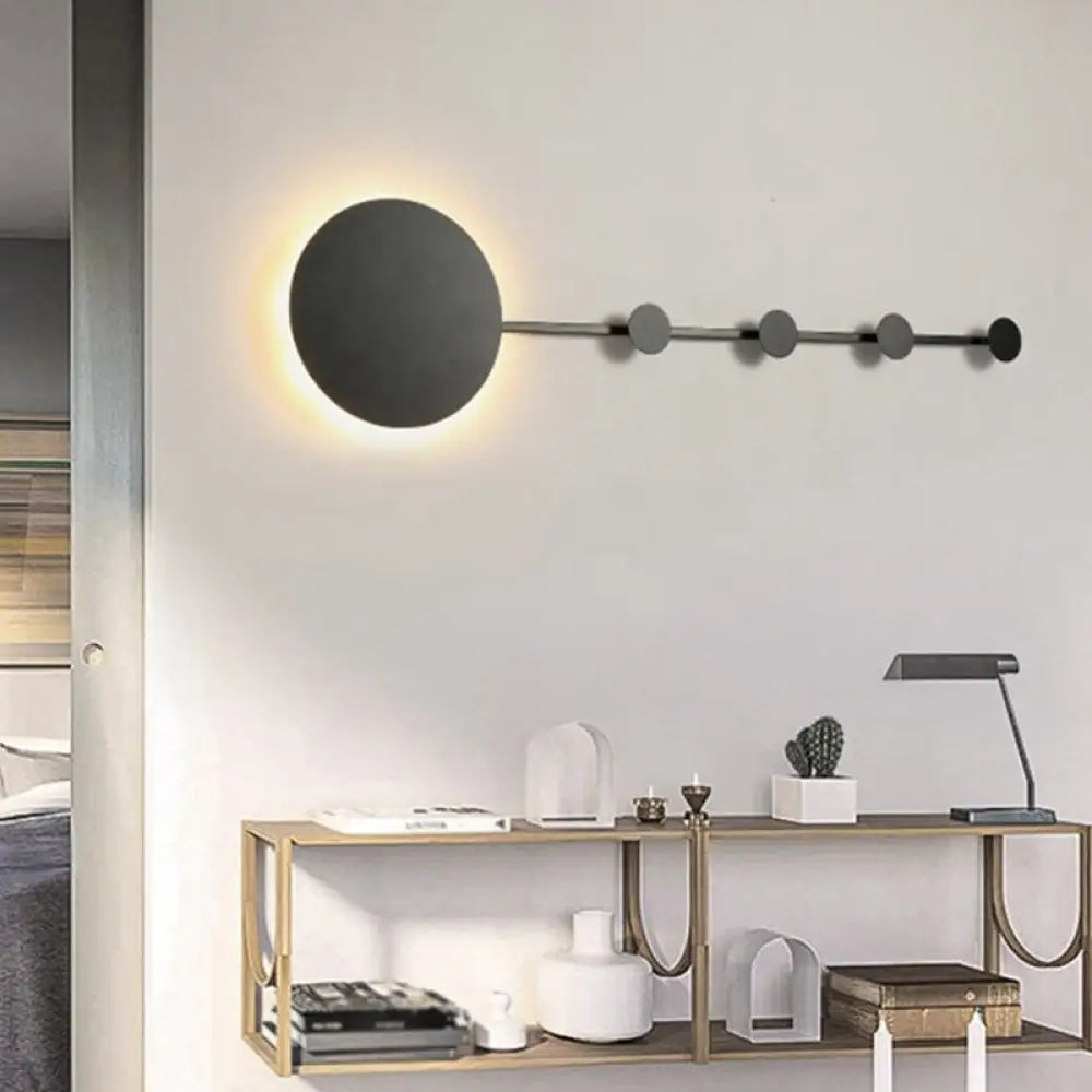 DecorBites™ Modern Metal Circle Wall Mount LED Sconce in Black/White with Warm/White Light
