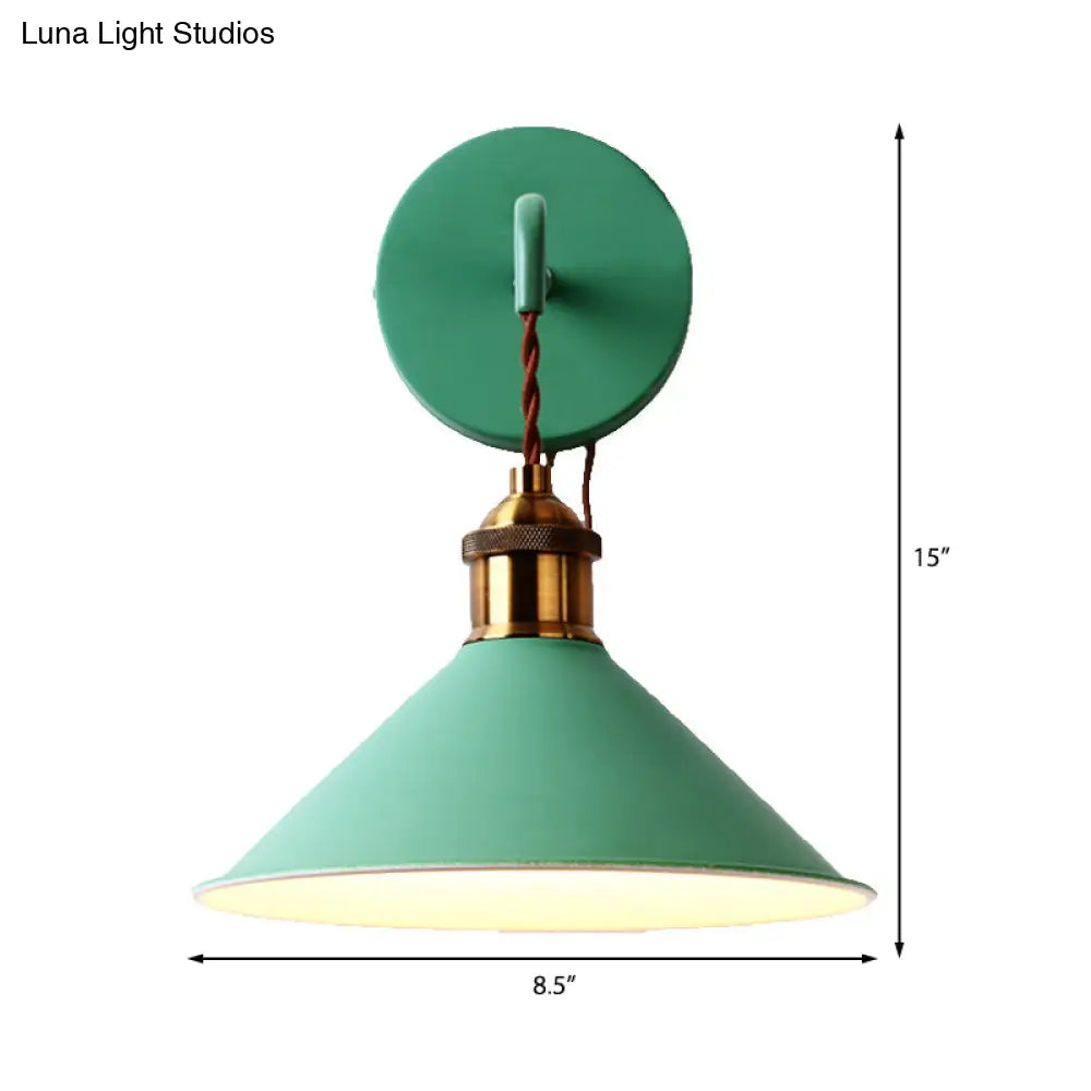 DecorBites™ Modern Metal Cone Wall Light with Straight Arm for Hallway - Gray/Pink/Yellow/Green