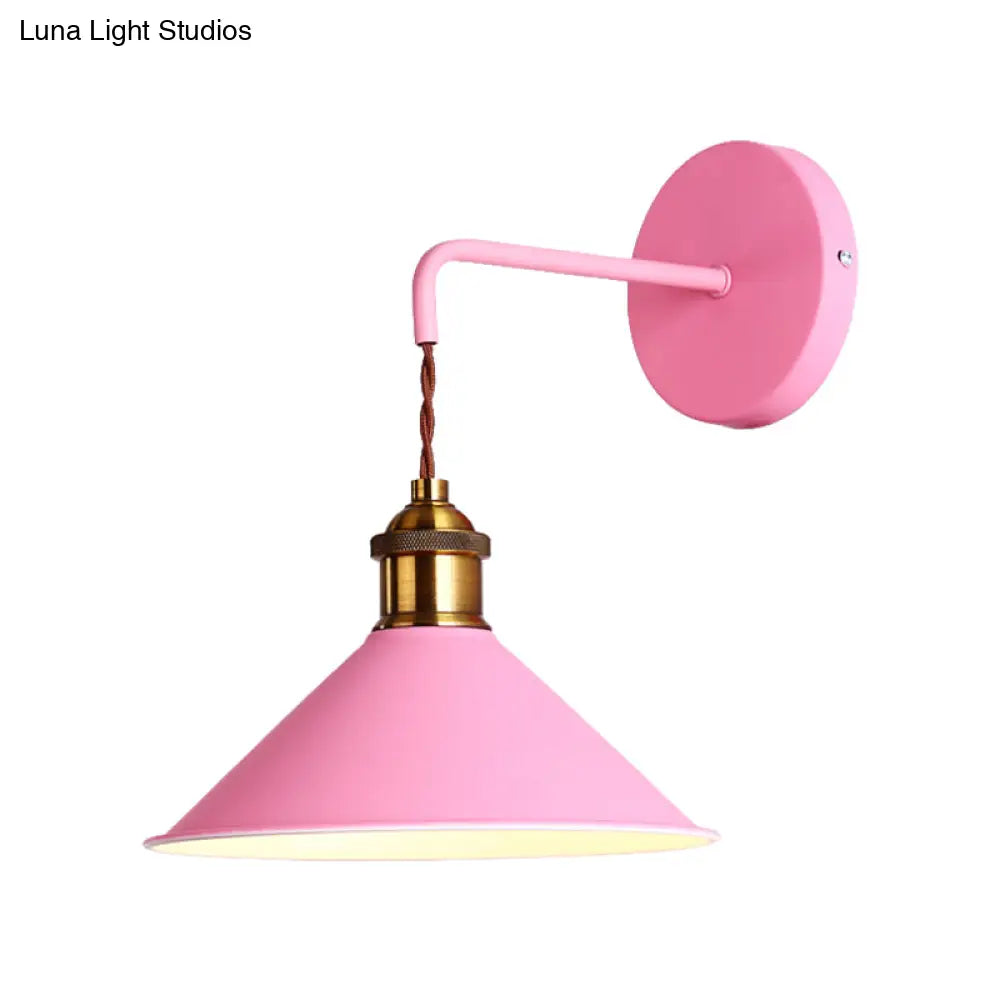 DecorBites™ Modern Metal Cone Wall Light with Straight Arm for Hallway - Gray/Pink/Yellow/Green