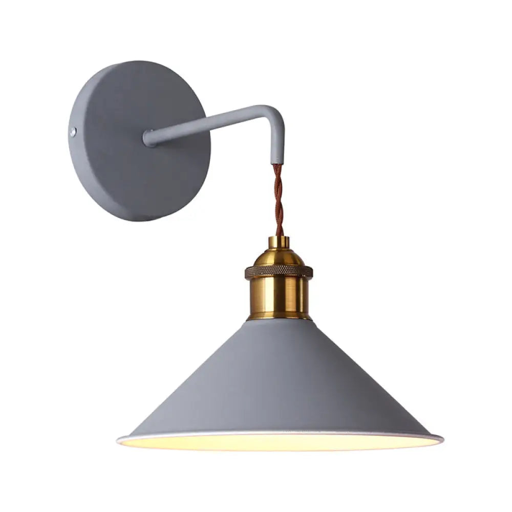 DecorBites™ Modern Metal Cone Wall Light with Straight Arm for Hallway - Gray/Pink/Yellow/Green
