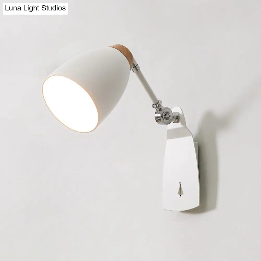 DecorBites™ Modern Metal Cup Wall Mounted Light - Rotatable 1-Light Wall Sconce Lamp, White/Black Finish