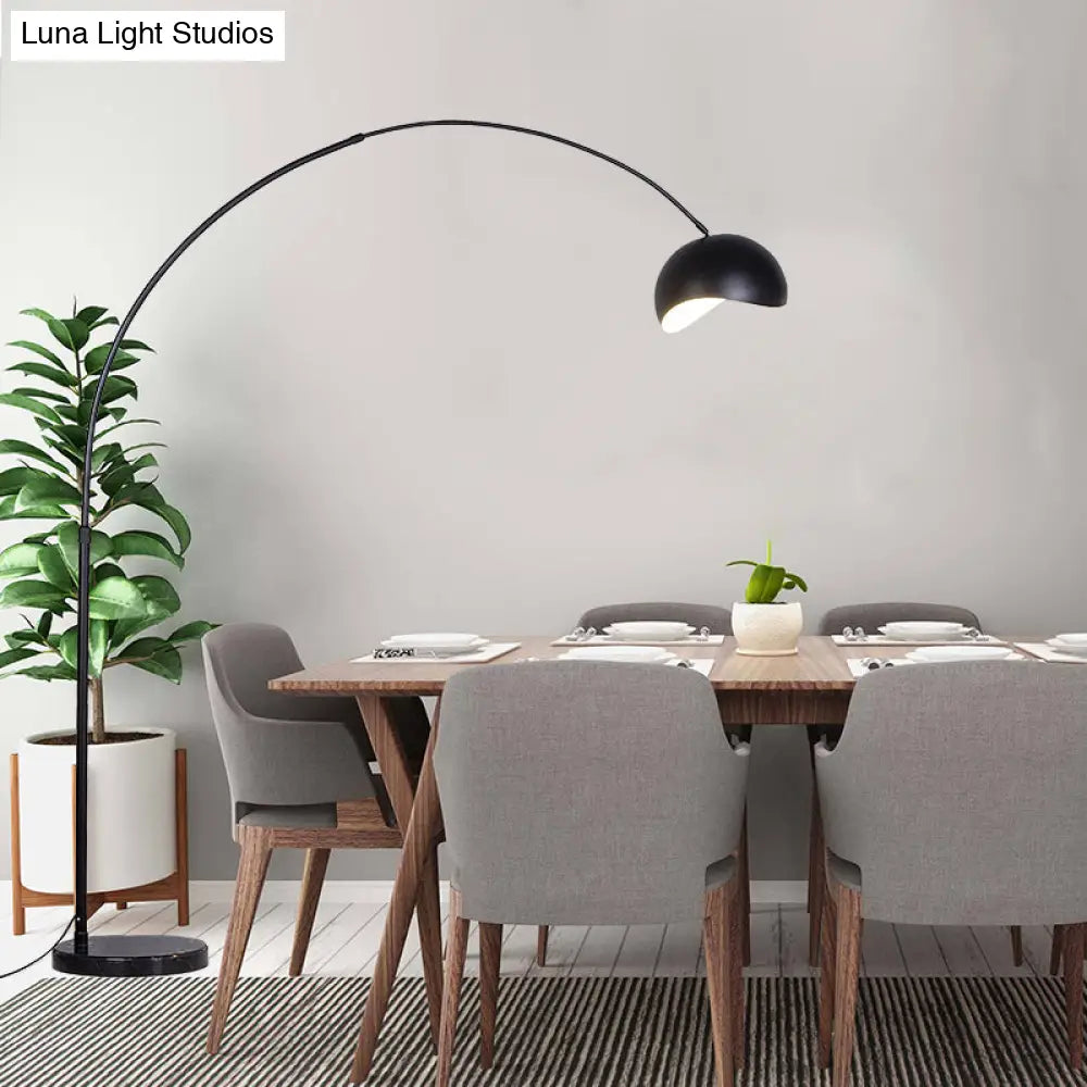 DecorBites™ Modern Metal Fishing Rod Floor Lamp with Dome Shade (Black/Yellow)