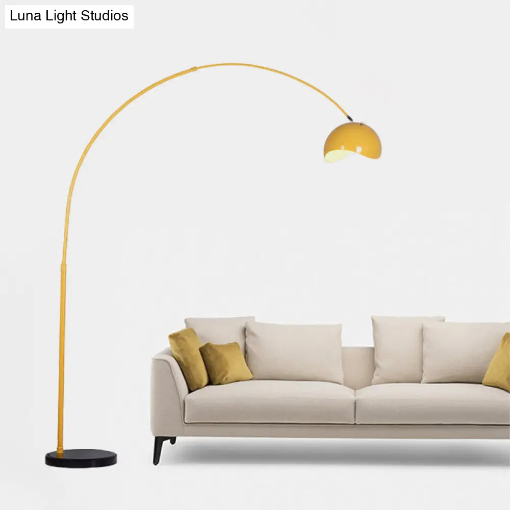 DecorBites™ Modern Metal Fishing Rod Floor Lamp with Dome Shade (Black/Yellow)