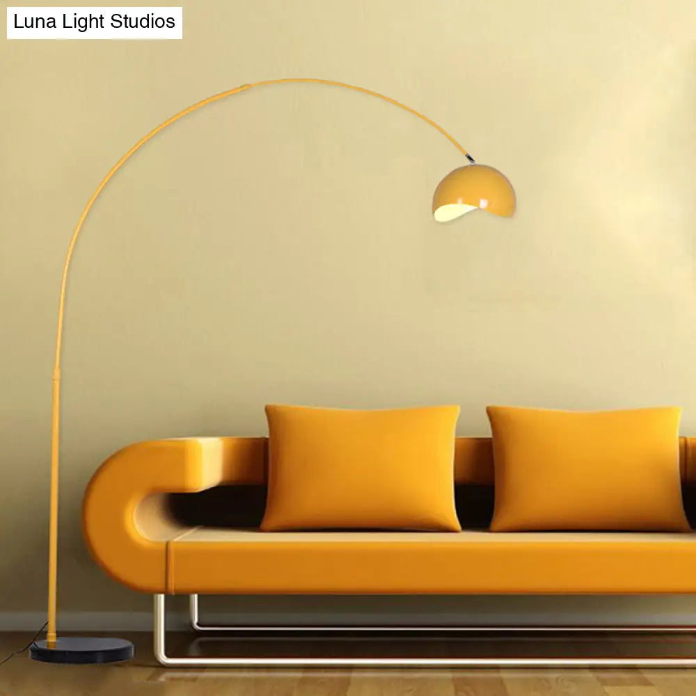 DecorBites™ Modern Metal Fishing Rod Floor Lamp with Dome Shade (Black/Yellow)