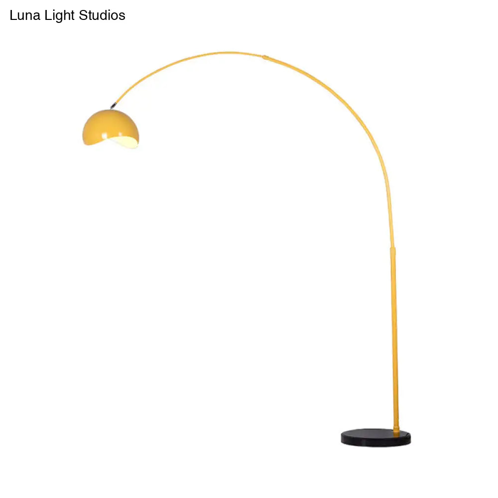 DecorBites™ Modern Metal Fishing Rod Floor Lamp with Dome Shade (Black/Yellow)