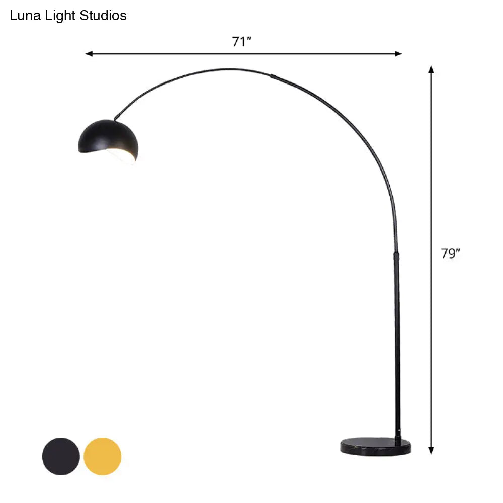 DecorBites™ Modern Metal Fishing Rod Floor Lamp with Dome Shade (Black/Yellow)