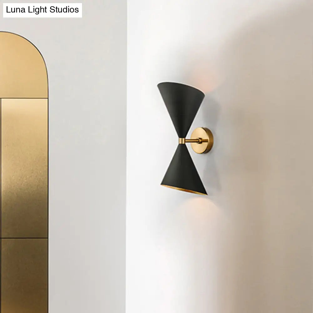 DecorBites™ Modern Metal Hourglass Wall Mount Light Fixture with 2 Bulbs - Black Wall Lighting