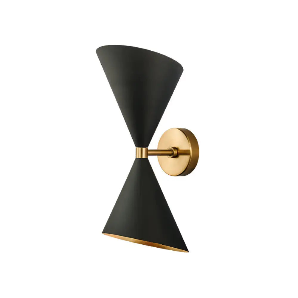 DecorBites™ Modern Metal Hourglass Wall Mount Light Fixture with 2 Bulbs - Black Wall Lighting