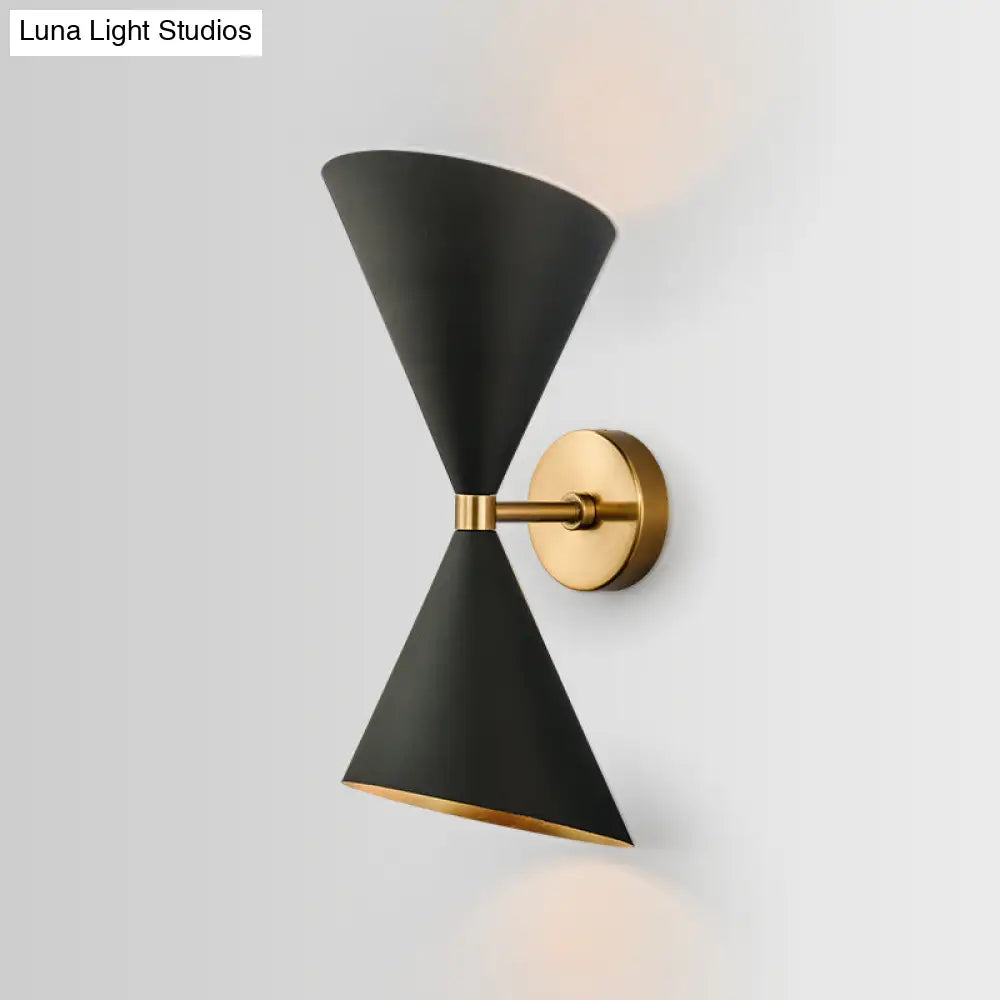 DecorBites™ Modern Metal Hourglass Wall Mount Light Fixture with 2 Bulbs - Black Wall Lighting