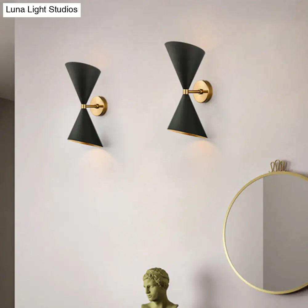 DecorBites™ Modern Metal Hourglass Wall Mount Light Fixture with 2 Bulbs - Black Wall Lighting