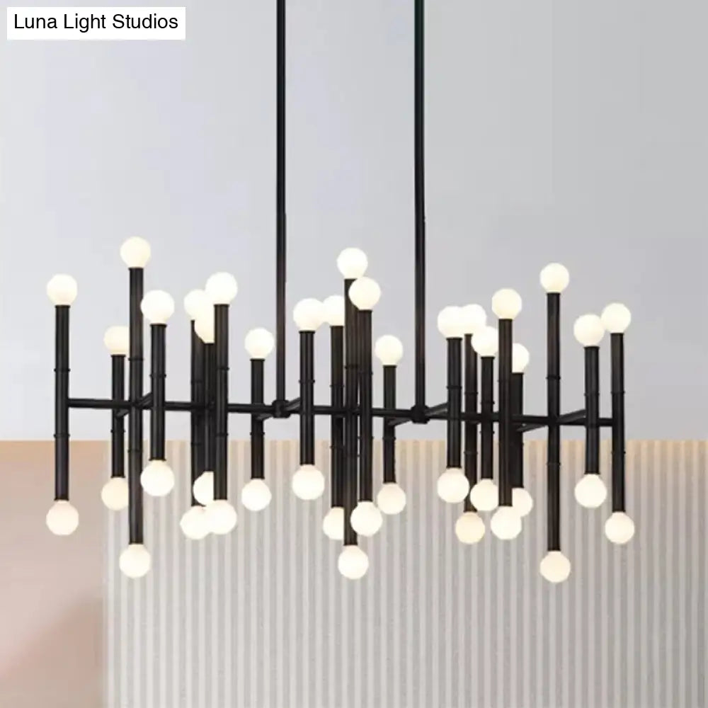DecorBites™ Modern Metal Island Light - Multi-Rod, 42-Head, Black/Chrome/Gold - Up & Down Lighting Fixture