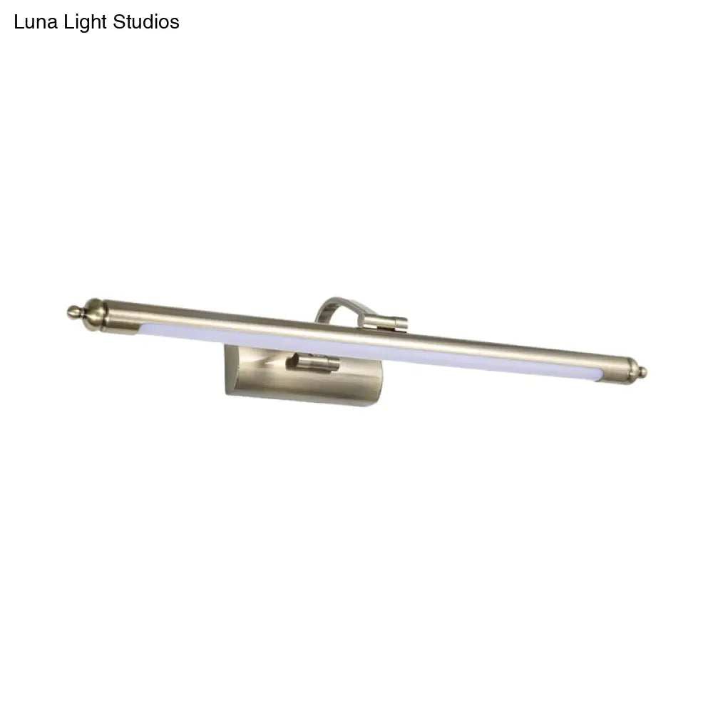 DecorBites™ Modern Metal LED Restroom Wall Sconce in Nickel - Warm/White Light