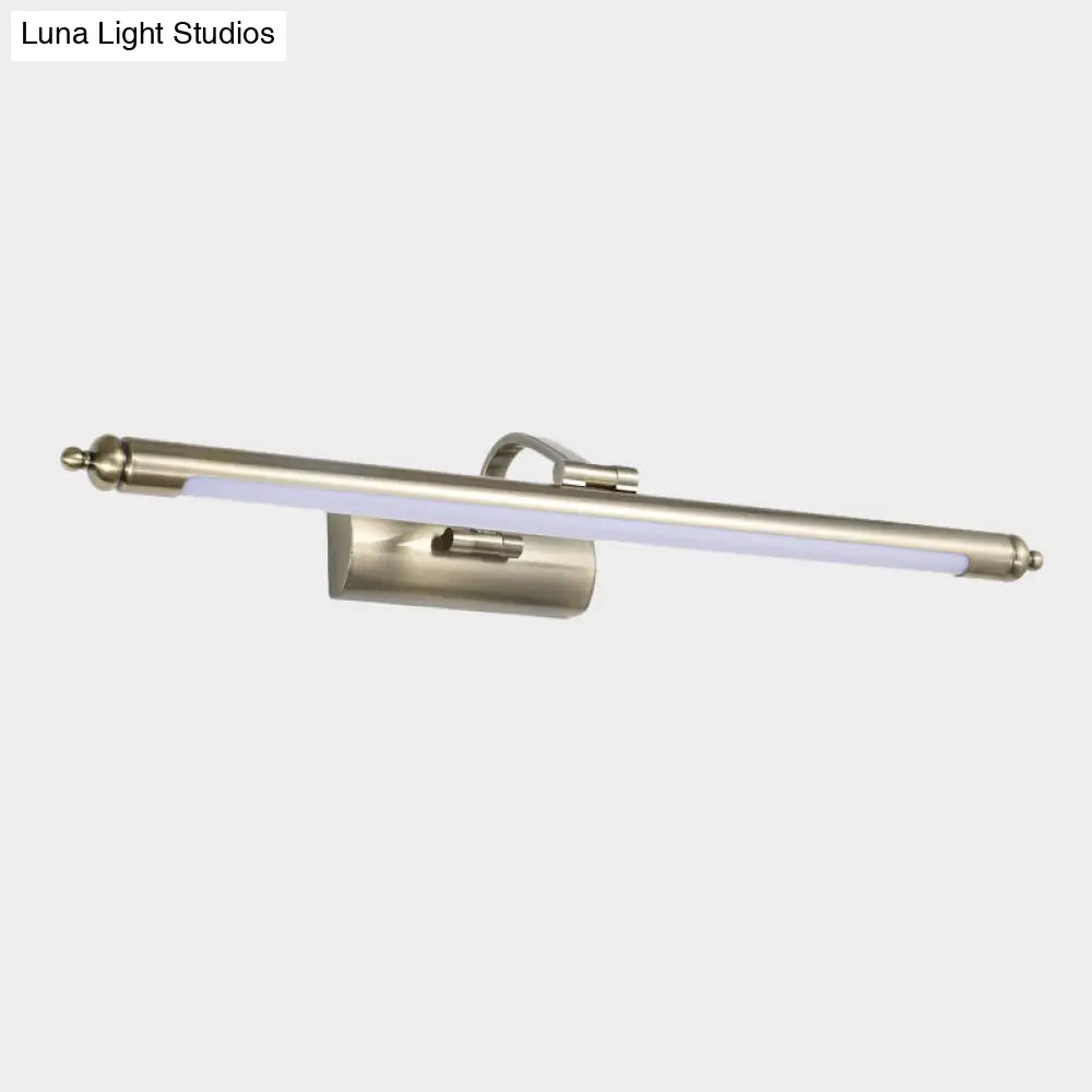 DecorBites™ Modern Metal LED Restroom Wall Sconce in Nickel - Warm/White Light