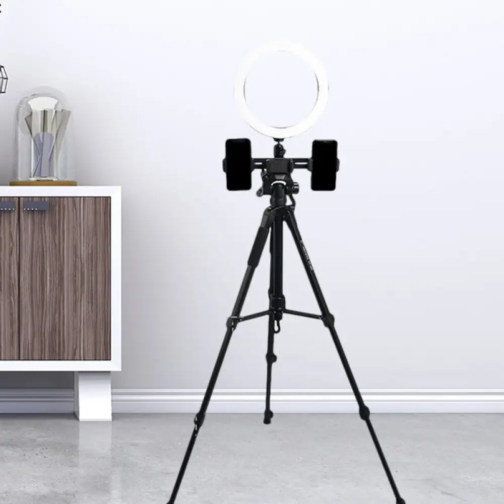 DecorBites™ Modern Metal LED Vanity Lamp with USB and Round Shade - Black Tripod Design