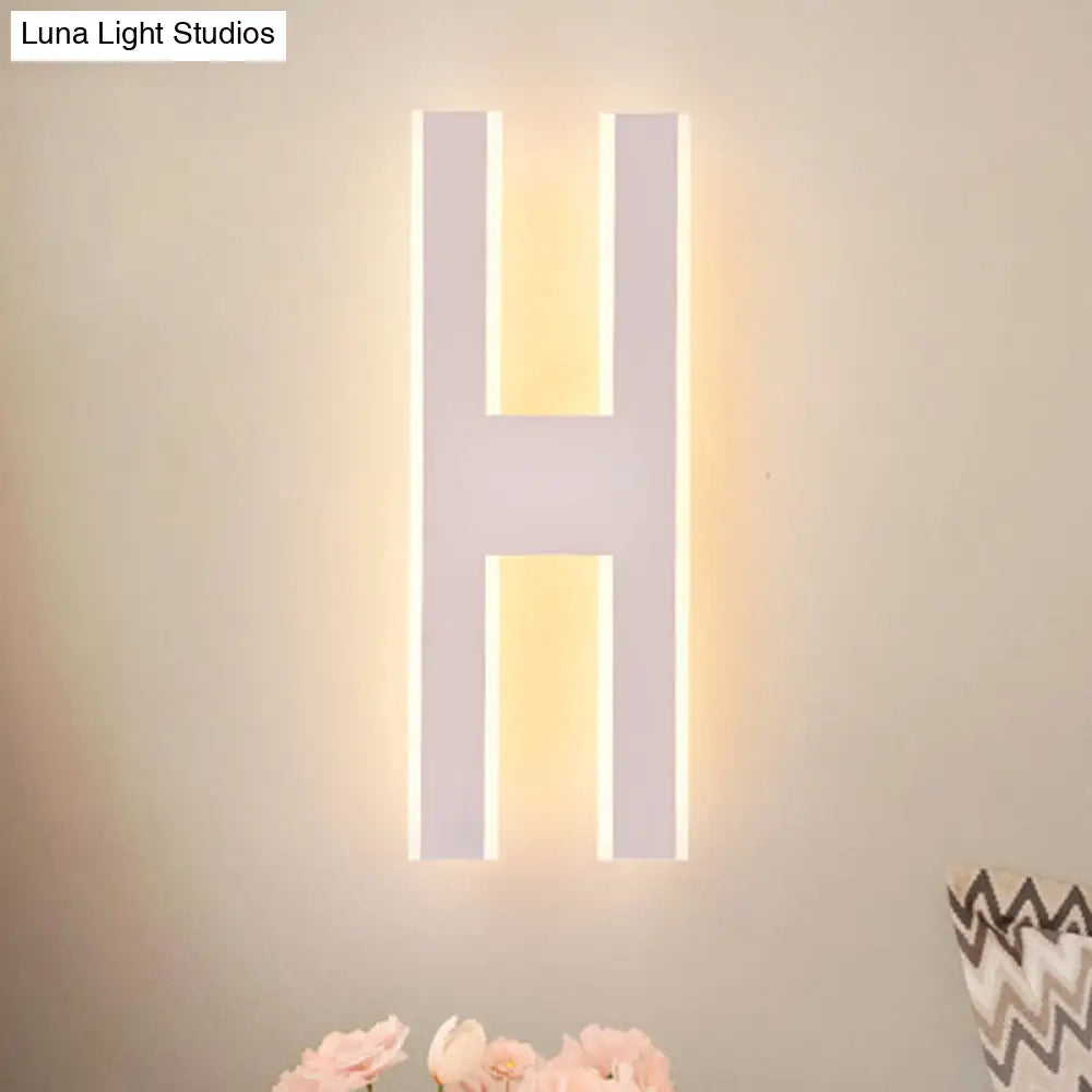 DecorBites™ Modern Metal LED Wall Lamp with Alphabet Design - White/Black Sconce Light for Bedside in White/Warm Glow