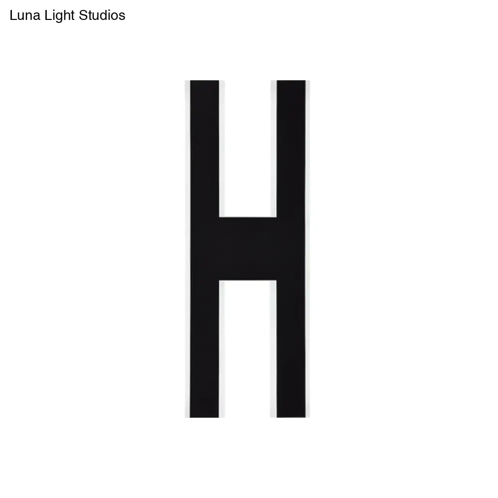 DecorBites™ Modern Metal LED Wall Lamp with Alphabet Design - White/Black Sconce Light for Bedside in White/Warm Glow