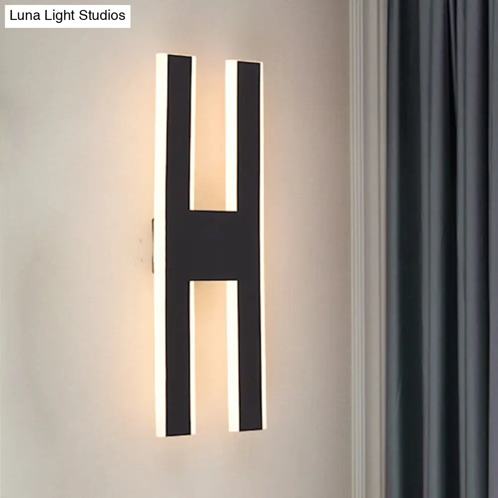 DecorBites™ Modern Metal LED Wall Lamp with Alphabet Design - White/Black Sconce Light for Bedside in White/Warm Glow