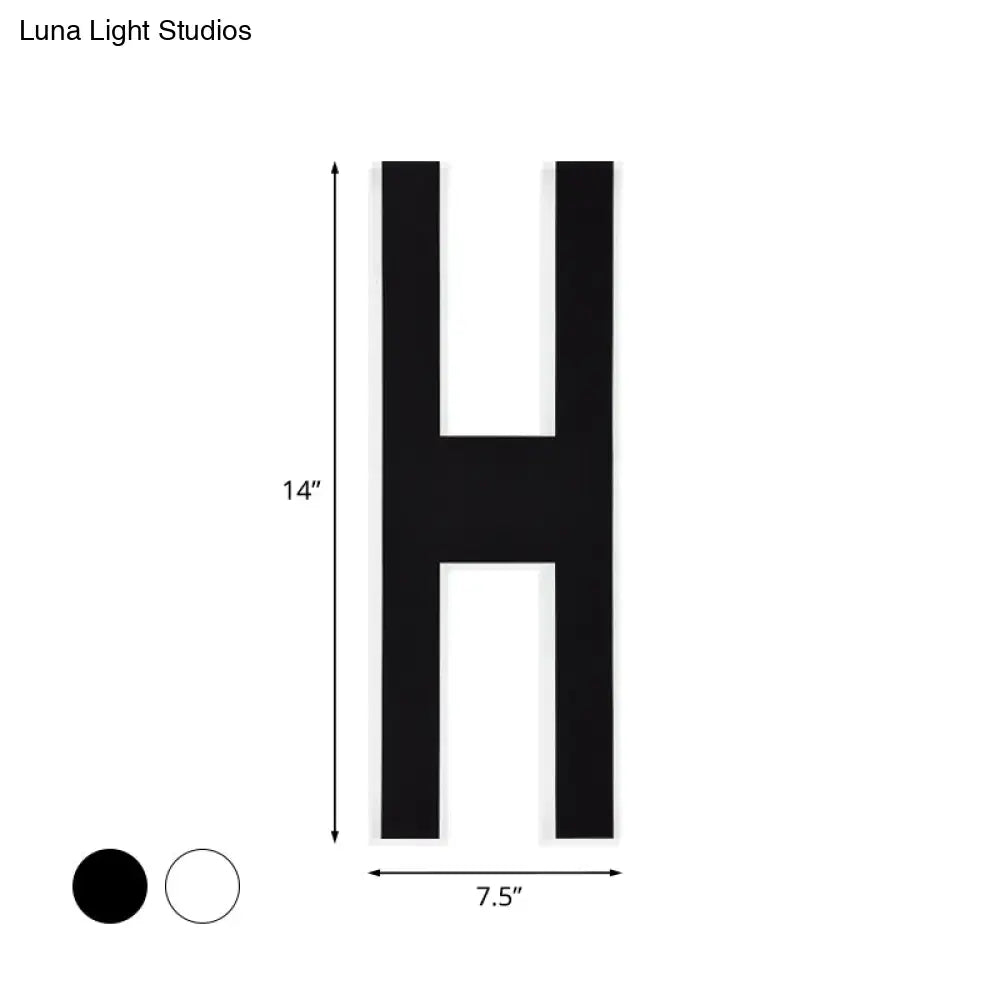 DecorBites™ Modern Metal LED Wall Lamp with Alphabet Design - White/Black Sconce Light for Bedside in White/Warm Glow