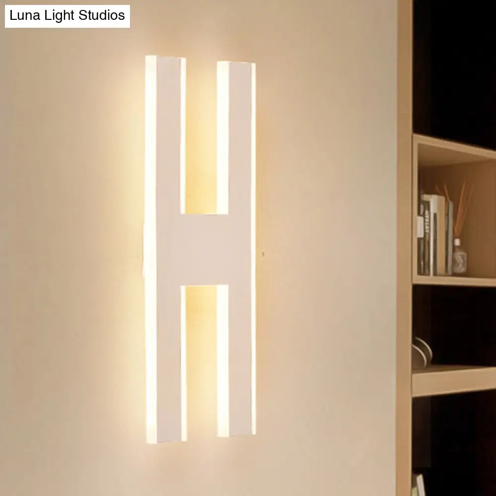 DecorBites™ Modern Metal LED Wall Lamp with Alphabet Design - White/Black Sconce Light for Bedside in White/Warm Glow