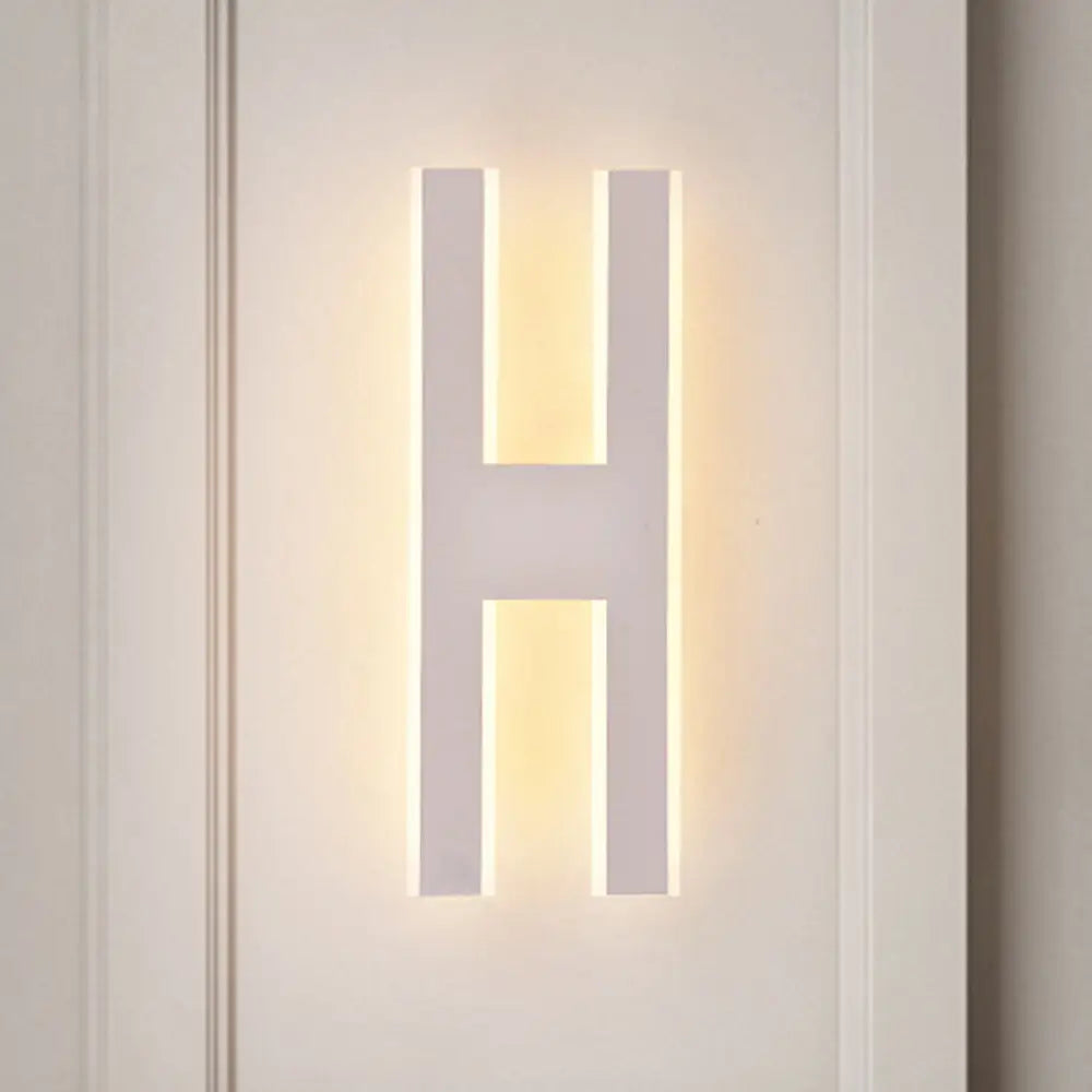 DecorBites™ Modern Metal LED Wall Lamp with Alphabet Design - White/Black Sconce Light for Bedside in White/Warm Glow