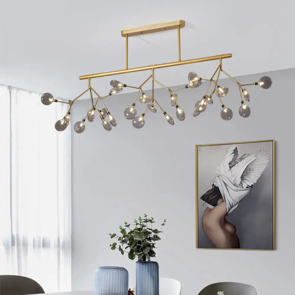 DecorBites™ Modern Metal Linear Island Light: Branching LED Pendant Fixture