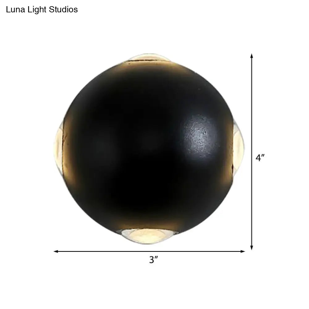 DecorBites™ Modern Metal Outdoor Wall Light in Circular Design, with 4 LED Bulbs, Black Finish in Warm/White