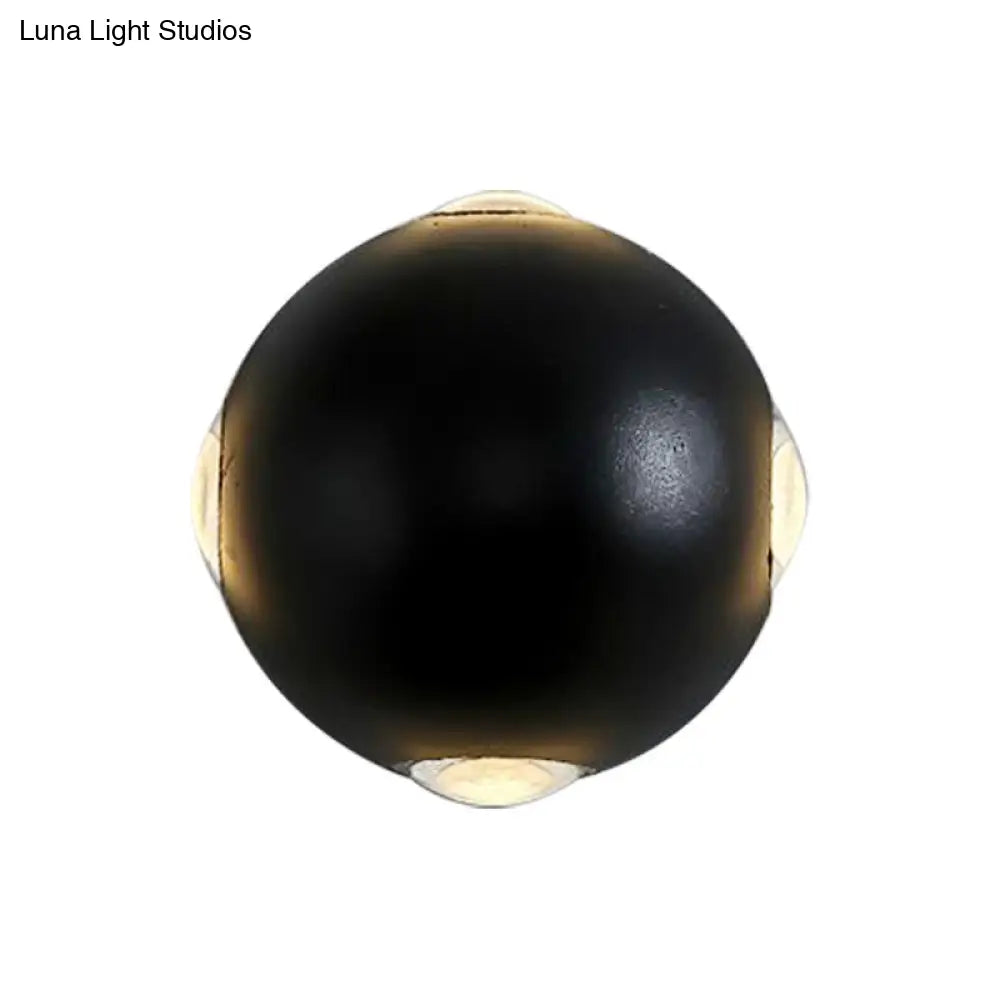 DecorBites™ Modern Metal Outdoor Wall Light in Circular Design, with 4 LED Bulbs, Black Finish in Warm/White