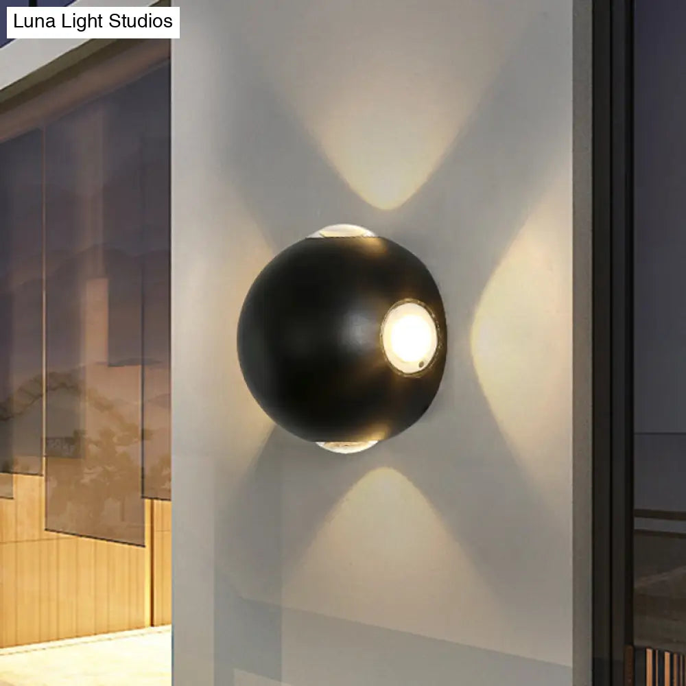 DecorBites™ Modern Metal Outdoor Wall Light in Circular Design, with 4 LED Bulbs, Black Finish in Warm/White