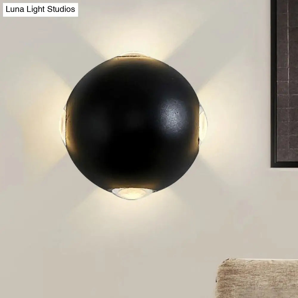 DecorBites™ Modern Metal Outdoor Wall Light in Circular Design, with 4 LED Bulbs, Black Finish in Warm/White
