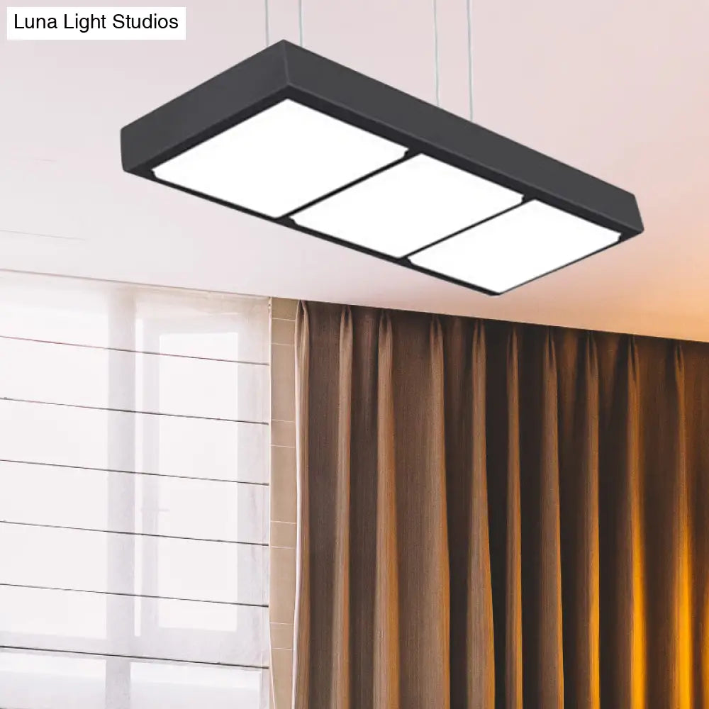DecorBites™ Modern Metal Rectangular Island Lamp with 3/4/5 Lights in Black/White - Office Hanging Light in Warm/White