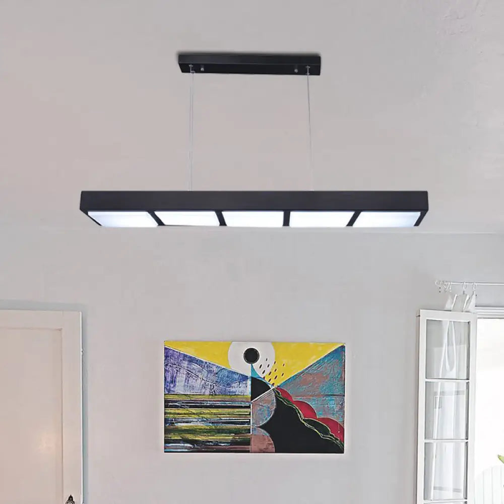 DecorBites™ Modern Metal Rectangular Island Lamp with 3/4/5 Lights in Black/White - Office Hanging Light in Warm/White