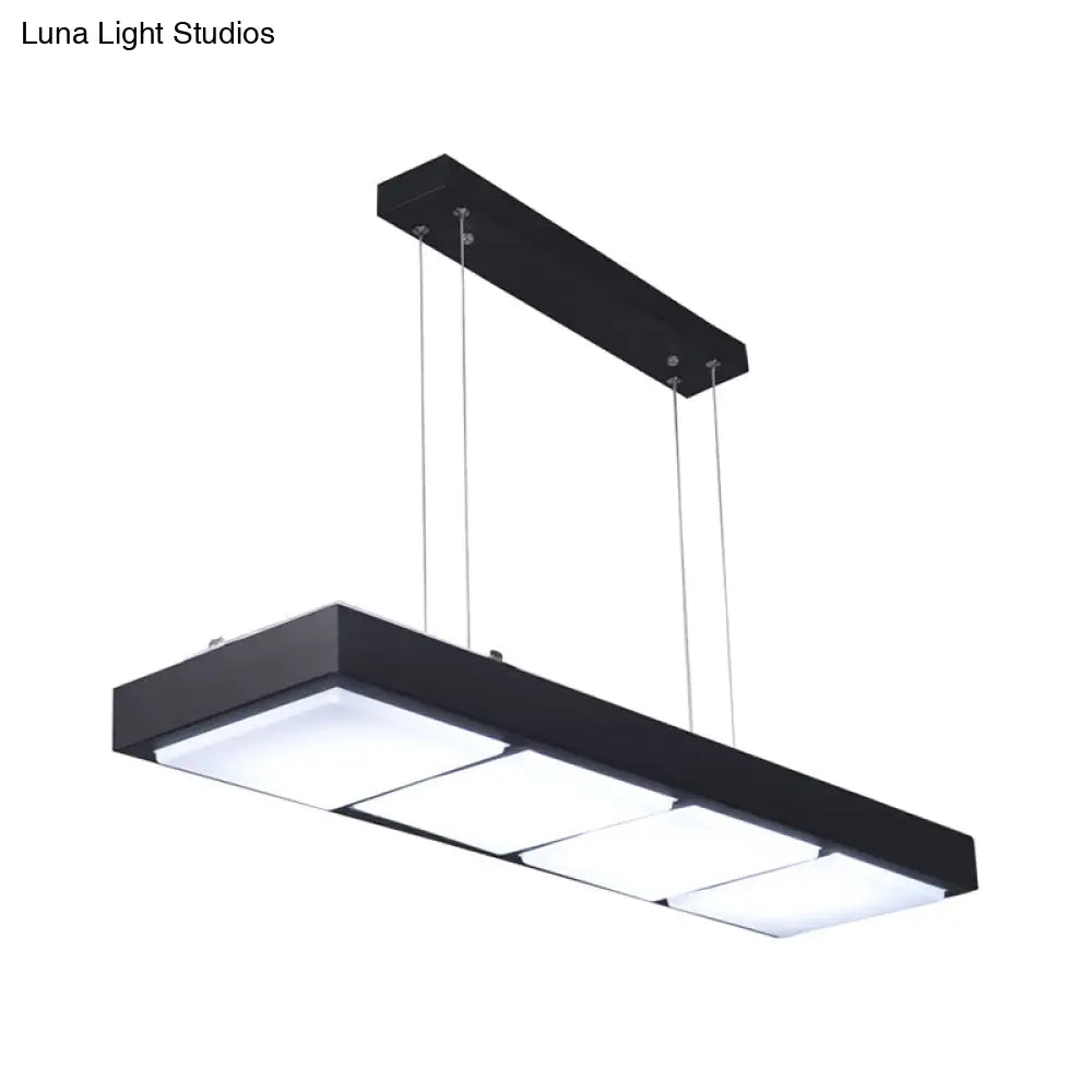 DecorBites™ Modern Metal Rectangular Island Lamp with 3/4/5 Lights in Black/White - Office Hanging Light in Warm/White