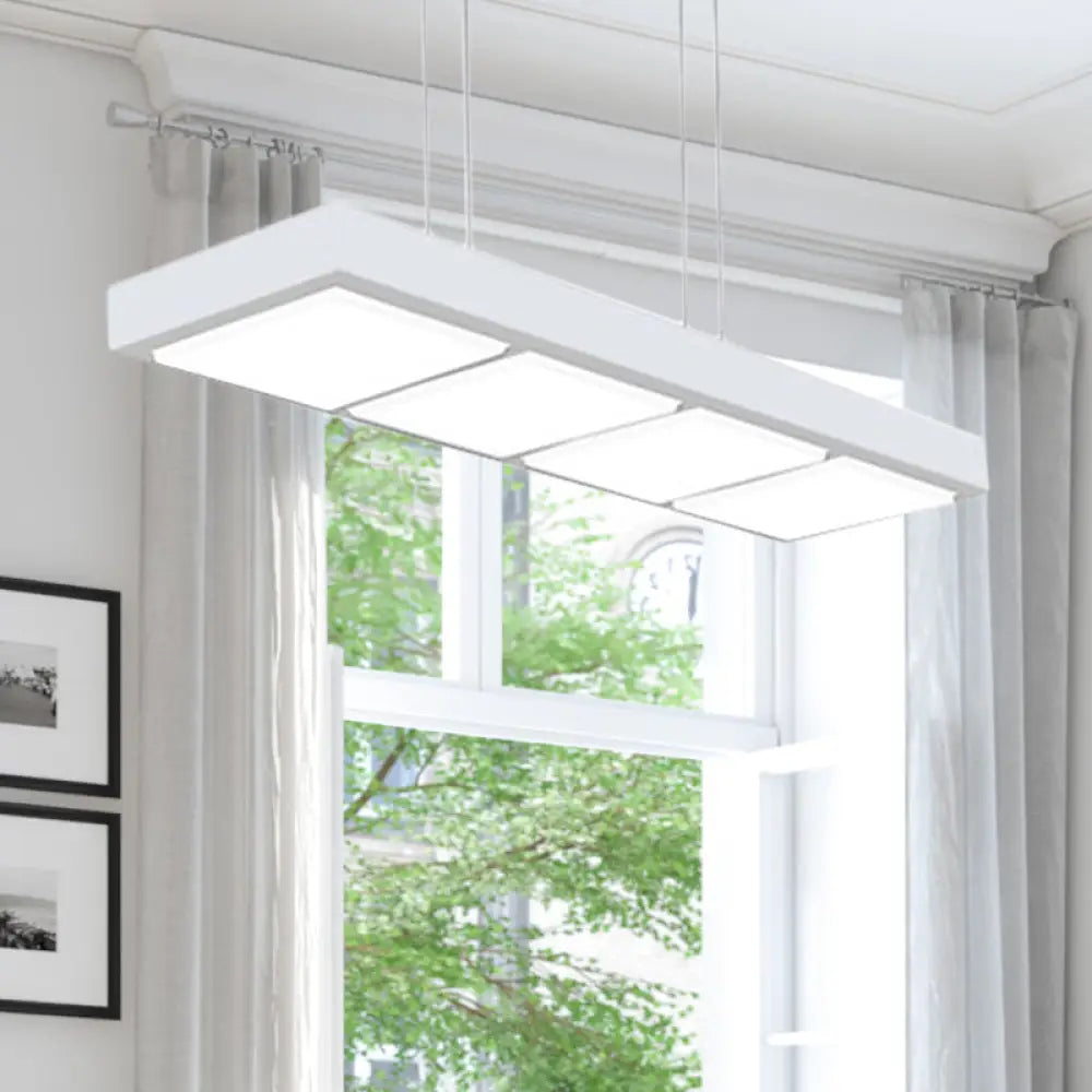 DecorBites™ Modern Metal Rectangular Island Lamp with 3/4/5 Lights in Black/White - Office Hanging Light in Warm/White