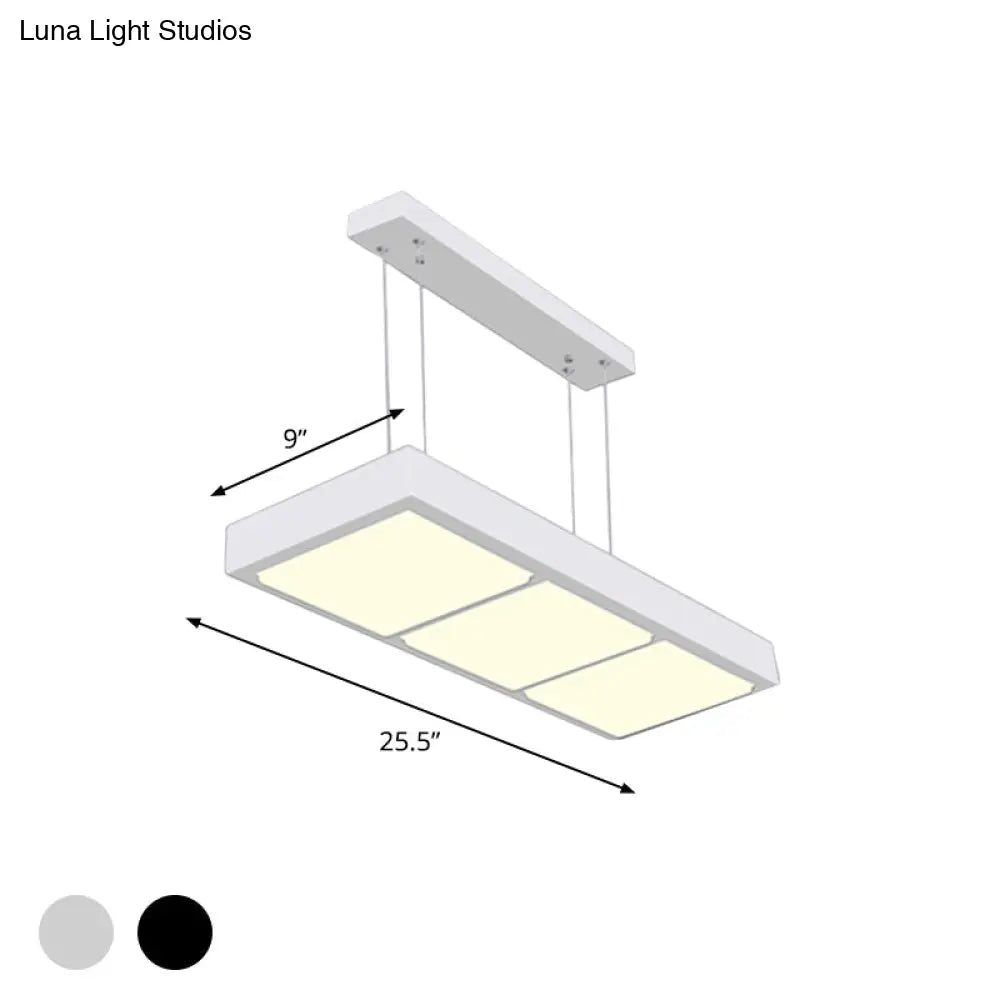 DecorBites™ Modern Metal Rectangular Island Lamp with 3/4/5 Lights in Black/White - Office Hanging Light in Warm/White