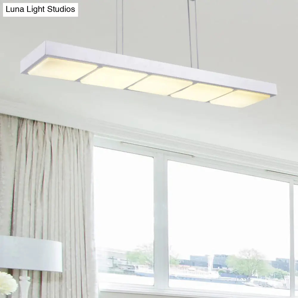 DecorBites™ Modern Metal Rectangular Island Lamp with 3/4/5 Lights in Black/White - Office Hanging Light in Warm/White