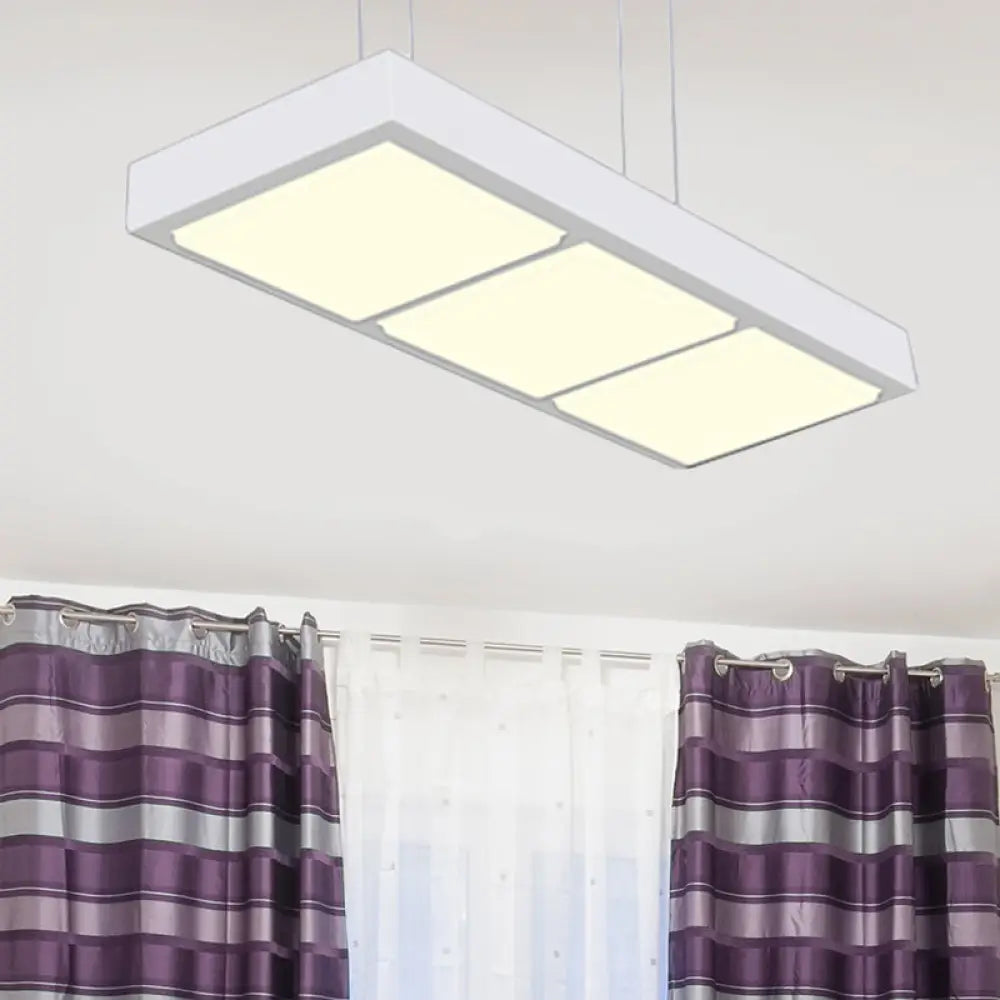 DecorBites™ Modern Metal Rectangular Island Lamp with 3/4/5 Lights in Black/White - Office Hanging Light in Warm/White