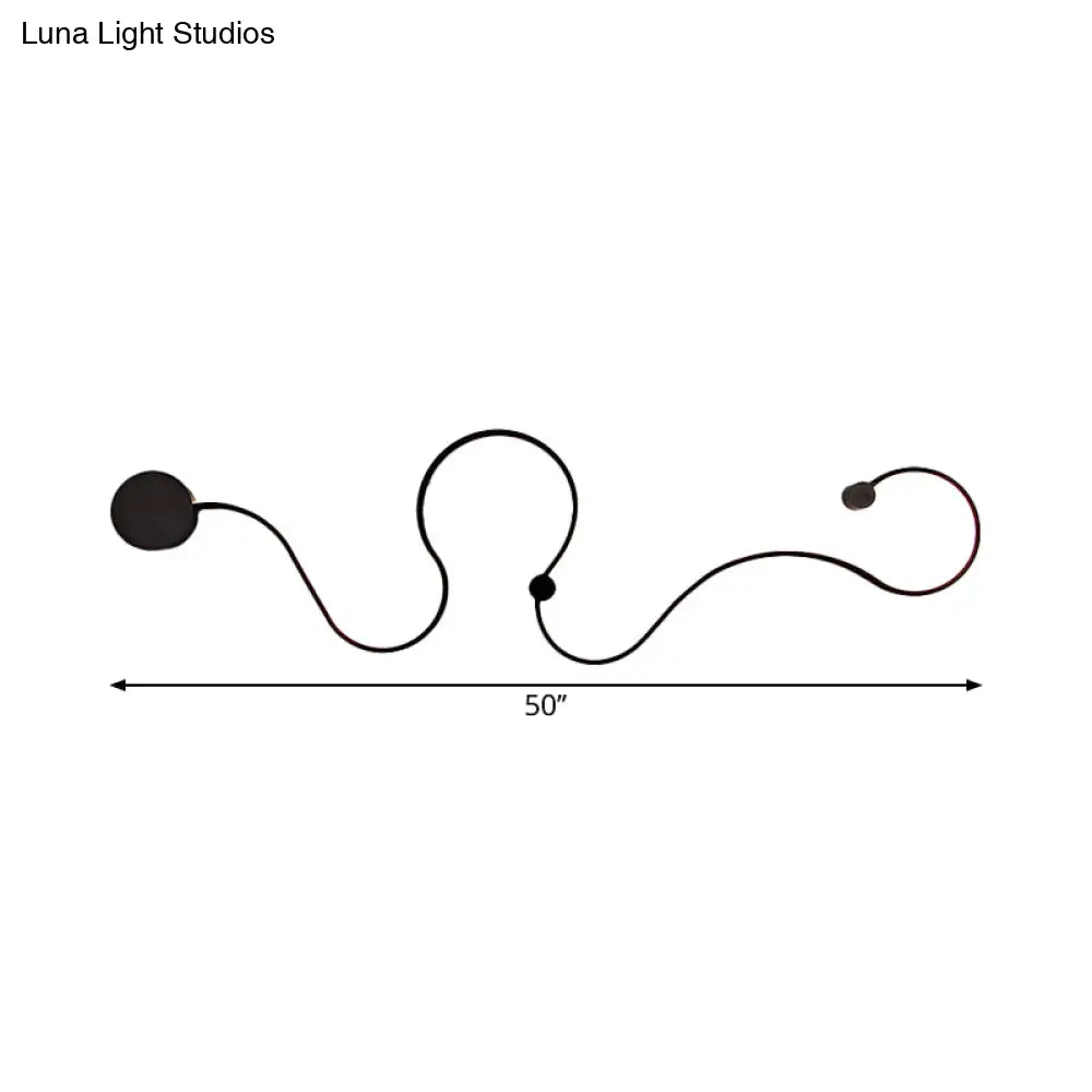 DecorBites™ Modern Metal Snake-Like Wall Sconce Lighting - 25.5"/50" W LED Wall Mount Lamp in Black with Warm/White Light