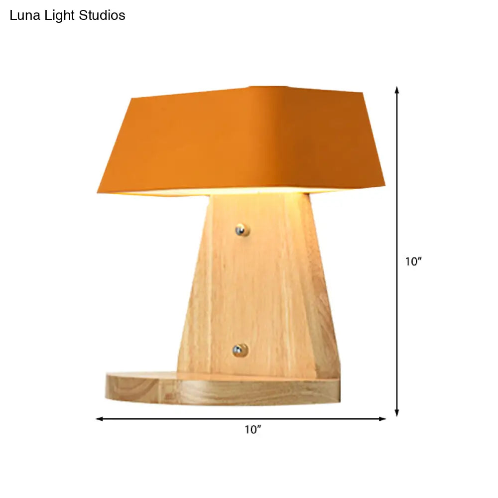 DecorBites™ Modern Metal Trapezoid Wall Sconce with Wooden Backplate - White/Orange/Blue Light Fixture for Living Room