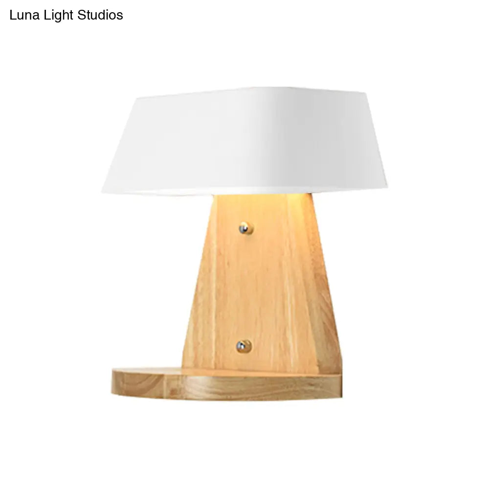 DecorBites™ Modern Metal Trapezoid Wall Sconce with Wooden Backplate - White/Orange/Blue Light Fixture for Living Room
